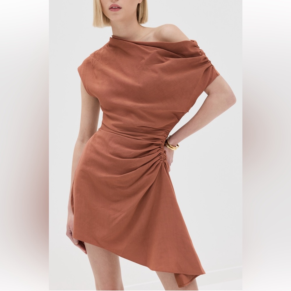 ALC Elegant One-Shoulder Brown Dress